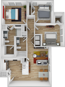 C1 - Three Bedroom / Two Bath - 1,125 Sq.Ft.*